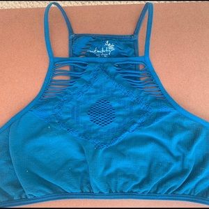 Free People Blue Halter Bralette